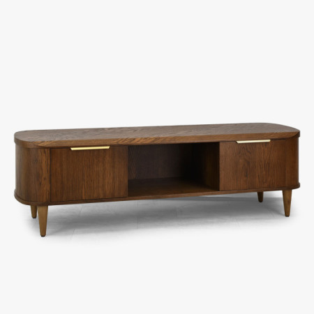 Lekerekített TV-szekrény 180 cm dió színben  - 2