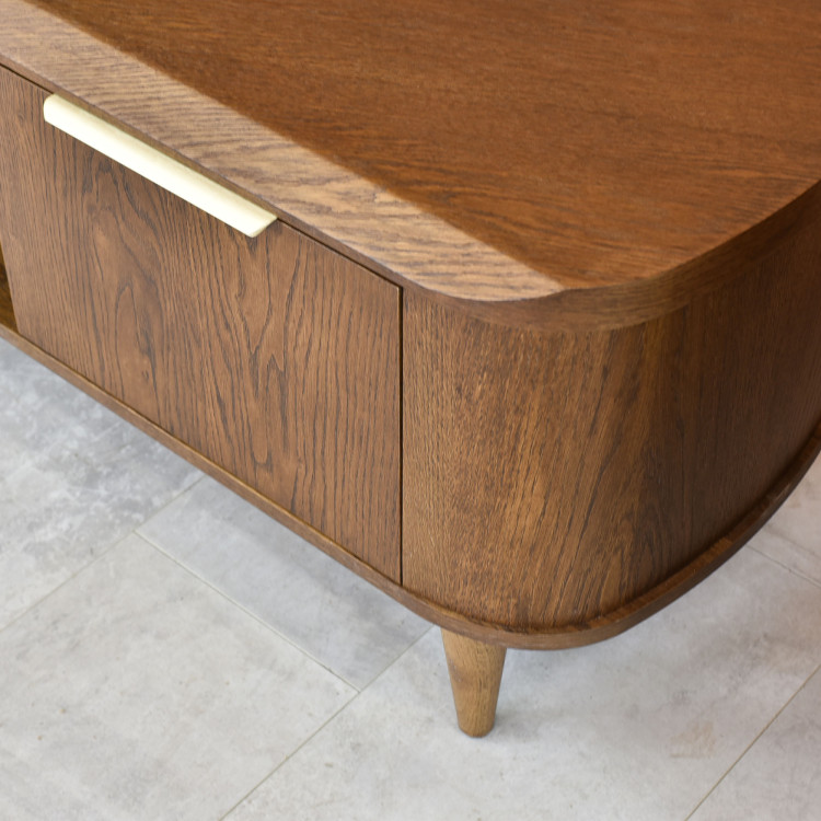 Lekerekített TV-szekrény 180 cm dió színben  - 5