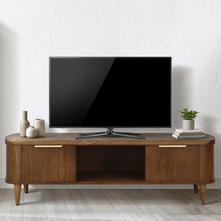 Lekerekített TV-szekrény 180 cm dió színben  - 6