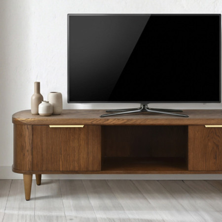 Lekerekített TV-szekrény 180 cm dió színben  - 10