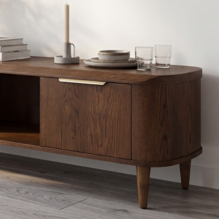 Lekerekített TV-szekrény 180 cm dió színben  - 12