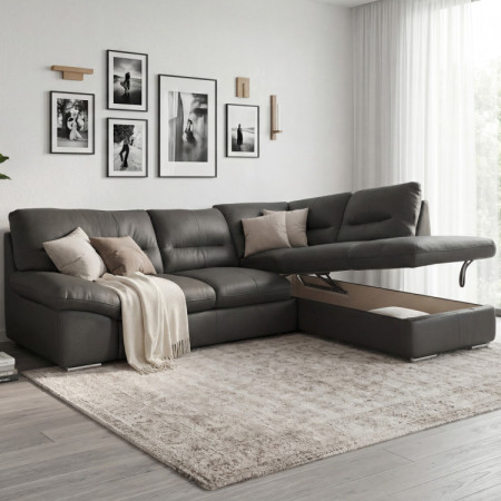 Sarok ülőgarnitúra - jobb oldali fango bőr, William sarok jobbra  - 1