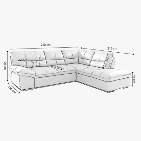 Sarok ülőgarnitúra - jobb oldali fango bőr, William sarok jobbra  - 9