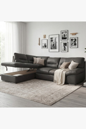 Sarokkanapé - jobb oldali fango valódi bőr, William sarok bal oldalon  - 1