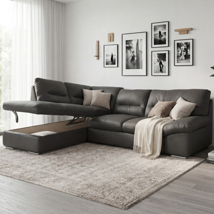 Sarokkanapé - jobb oldali fango valódi bőr, William sarok bal oldalon  - 1