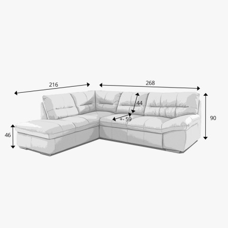 Sarokkanapé - jobb oldali fango valódi bőr, William sarok bal oldalon  - 7
