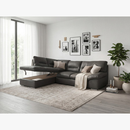 Sarokkanapé - jobb oldali fango valódi bőr, William sarok bal oldalon  - 9