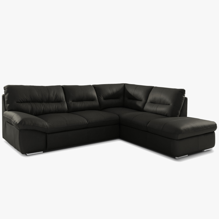 Rohos sarokkanapé - jobb oldali fekete bőr, William sarok jobb oldalon  - 4