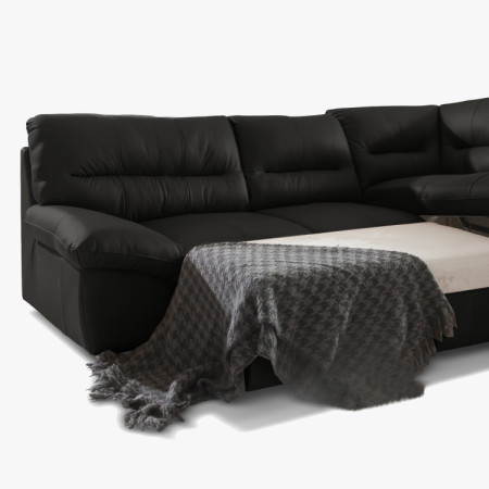 Rohos sarokkanapé - jobb oldali fekete bőr, William sarok jobb oldalon  - 7