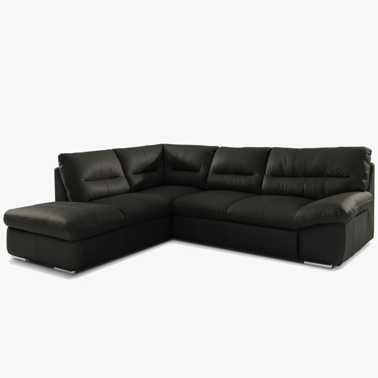 Rohos sarokkanapé - jobb oldali bőr fekete, William sarok balra  - 4