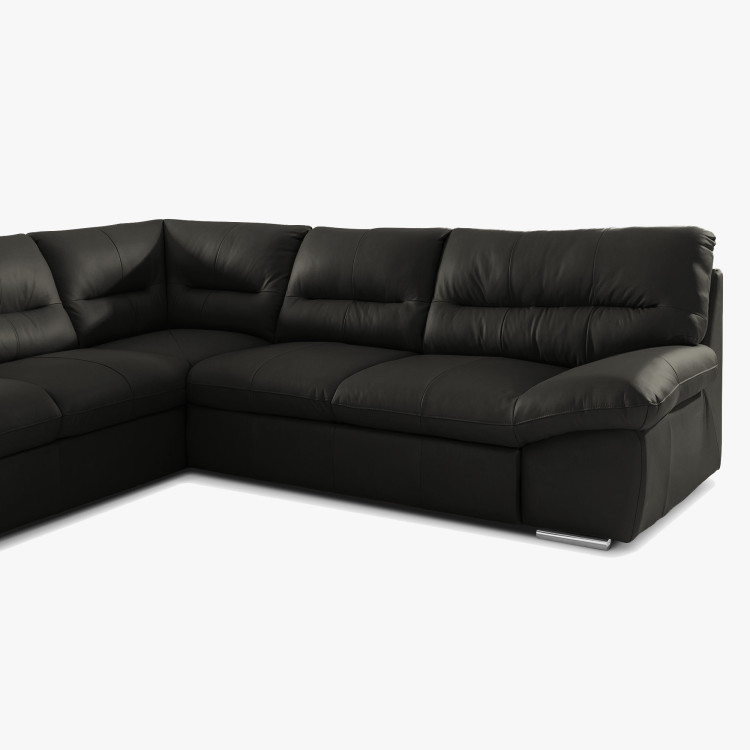 Rohos sarokkanapé - jobb oldali bőr fekete, William sarok balra  - 5