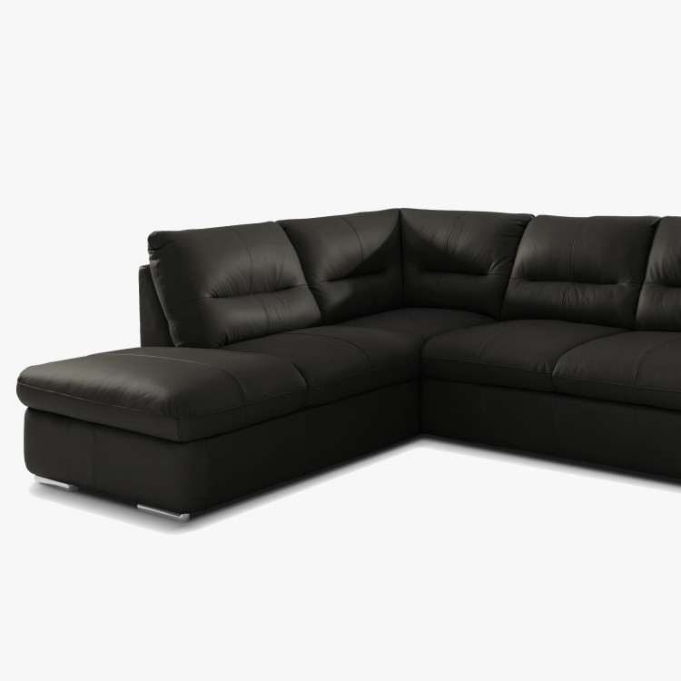 Rohos sarokkanapé - jobb oldali bőr fekete, William sarok balra  - 6