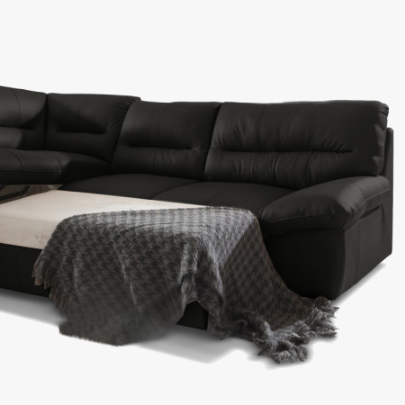 Rohos sarokkanapé - jobb oldali bőr fekete, William sarok balra  - 7