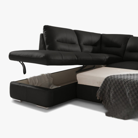 Rohos sarokkanapé - jobb oldali bőr fekete, William sarok balra  - 8