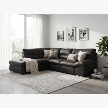 Rohos sarokkanapé - jobb oldali bőr fekete, William sarok balra  - 9