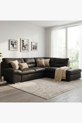 Rohkanapé sarok - jobb bőr ESPRESSO, William sarok jobb oldalon  - 1 2