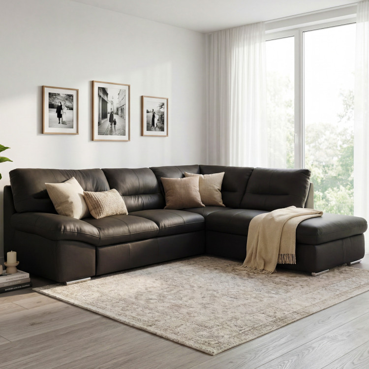 Rohkanapé sarok - jobb bőr ESPRESSO, William sarok jobb oldalon  - 2