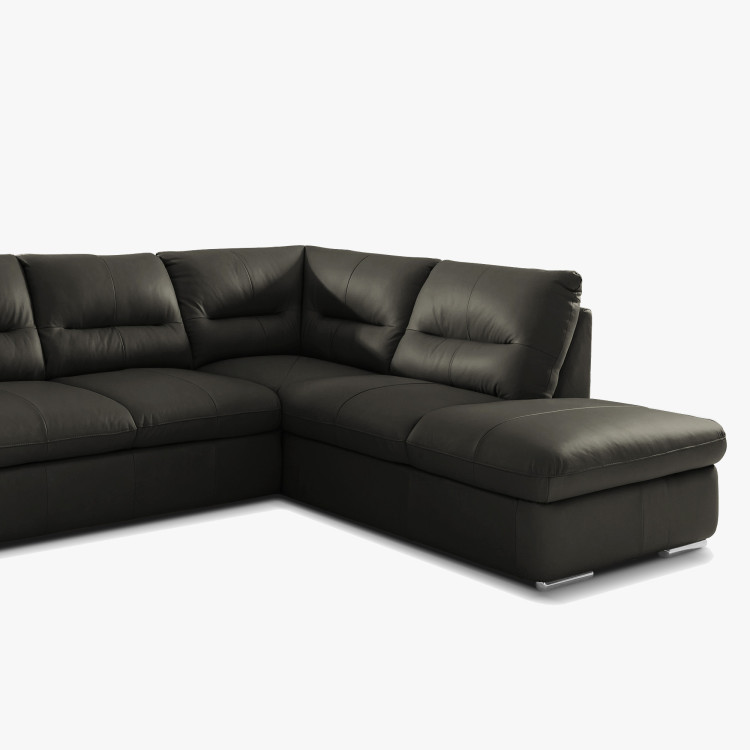 Rohkanapé sarok - jobb bőr ESPRESSO, William sarok jobb oldalon  - 6