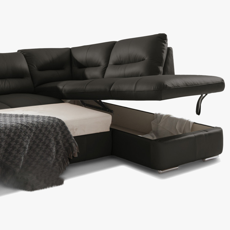 Rohkanapé sarok - jobb bőr ESPRESSO, William sarok jobb oldalon  - 8