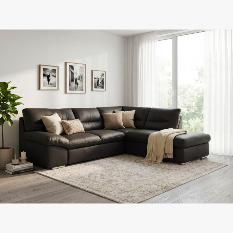 Rohkanapé sarok - jobb bőr ESPRESSO, William sarok jobb oldalon  - 9