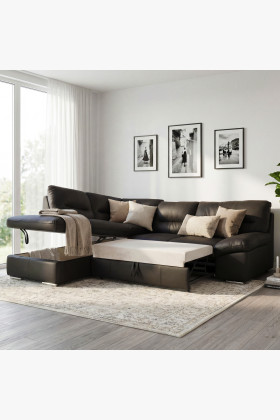 Sarok ülőgarnitúra - jobb oldali bőr ESPRESSO, William sarok balra  - 1 2