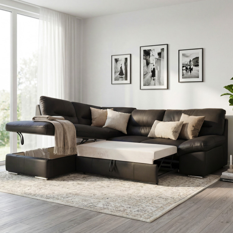 Sarok ülőgarnitúra - jobb oldali bőr ESPRESSO, William sarok balra  - 2