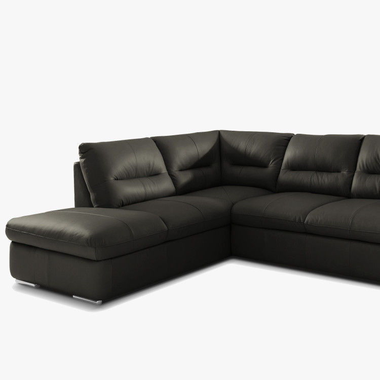 Sarok ülőgarnitúra - jobb oldali bőr ESPRESSO, William sarok balra  - 6