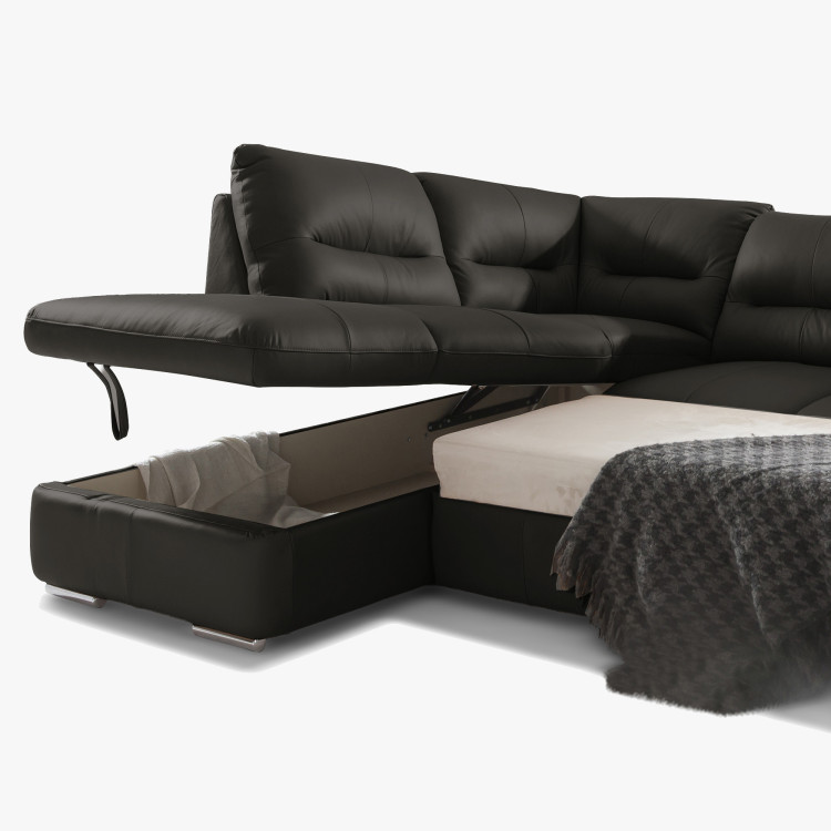 Sarok ülőgarnitúra - jobb oldali bőr ESPRESSO, William sarok balra  - 8