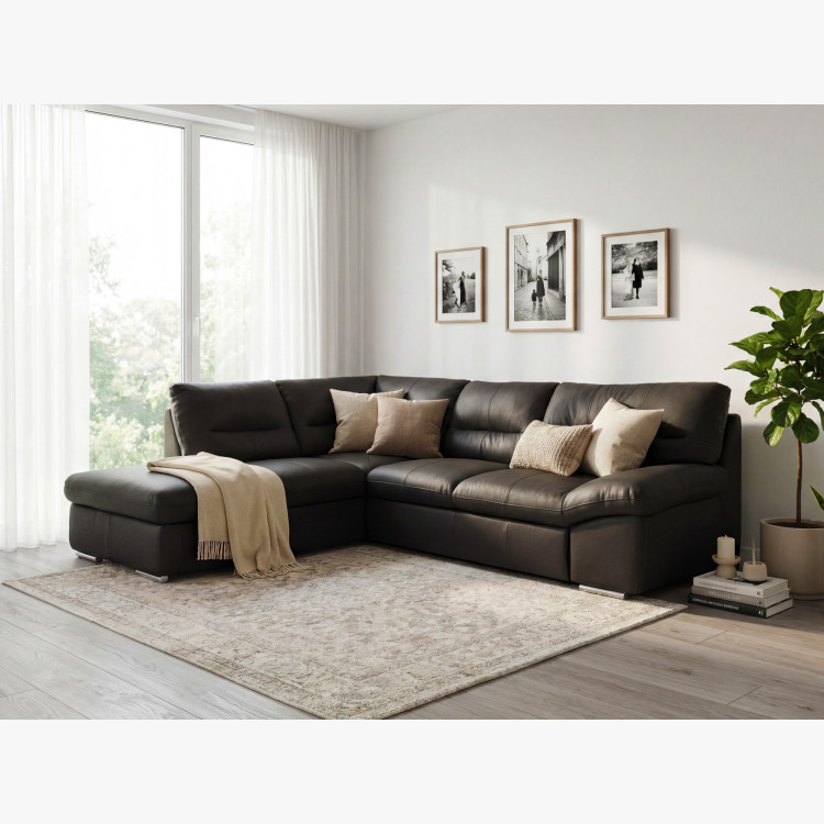 Sarok ülőgarnitúra - jobb oldali bőr ESPRESSO, William sarok balra  - 9