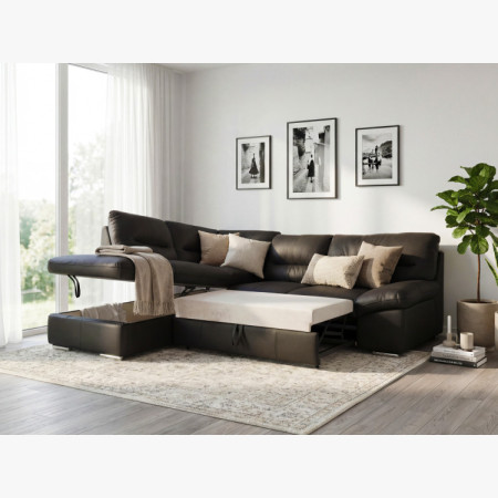 Sarok ülőgarnitúra - jobb oldali bőr ESPRESSO, William sarok balra  - 10