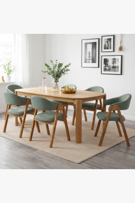 Dub design étkezőasztal Robi 200 × 100 cm és kárpitozott Arco szék  - 1