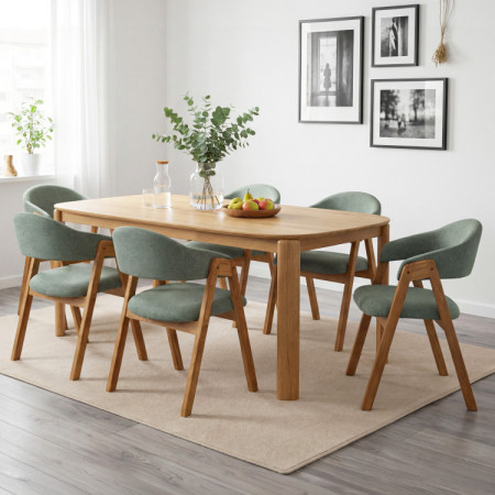 Dub design étkezőasztal Robi 200 × 100 cm és kárpitozott Arco szék  - 1