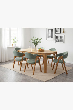 Dub design étkezőasztal Robi 200 × 100 cm és kárpitozott Arco szék  - 1 2