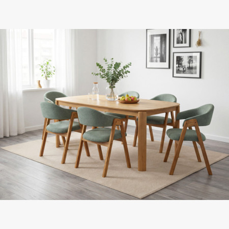 Dub design étkezőasztal Robi 200 × 100 cm és kárpitozott Arco szék  - 2