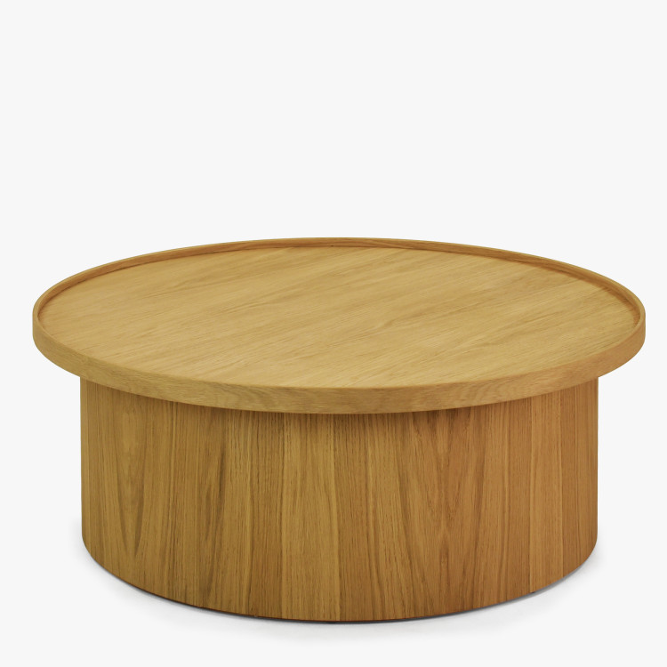 Dub tölgy dohányzóasztal natúr tölgy, Ø 80 cm henger alakú  - 8