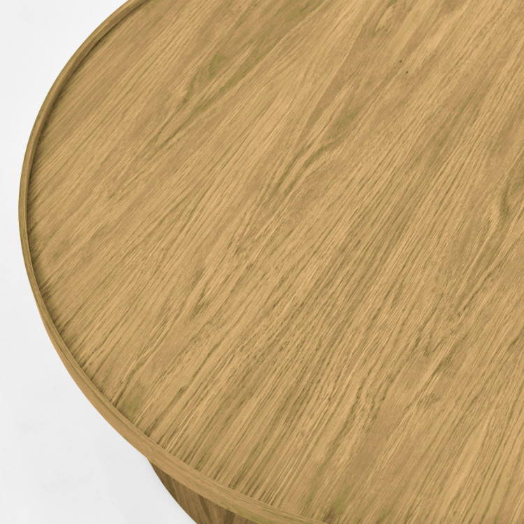 Dub tölgy dohányzóasztal natúr tölgy, Ø 80 cm henger alakú  - 10