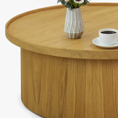 Dub tölgy dohányzóasztal natúr tölgy, Ø 45 cm henger alakú  - 6