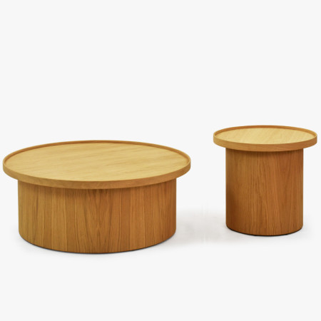 Dub tölgy dohányzóasztal natúr tölgy, Ø 45 cm henger alakú  - 7