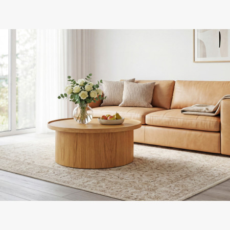 Dub tölgy dohányzóasztal natúr tölgy, Ø 45 cm henger alakú  - 10