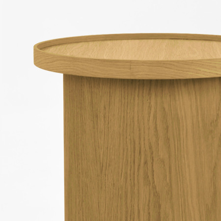 Dub tölgy dohányzóasztal natúr tölgy, Ø 45 cm henger alakú  - 12