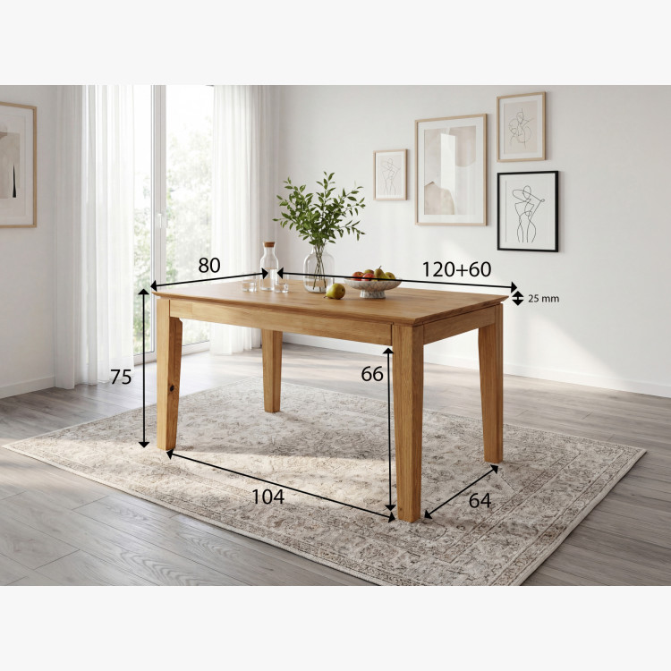 Dub asztal kihúzható 120 x 80 cm  - 11