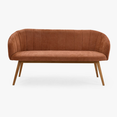Čalouněná lavice Elba s dubovými nohami v cihlové barvě  - 5