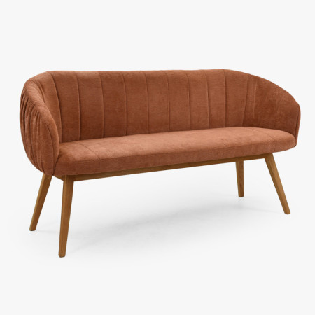Čalouněná lavice Elba s dubovými nohami v cihlové barvě  - 8