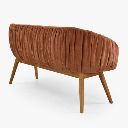 Čalouněná lavice Elba s dubovými nohami v cihlové barvě  - 12