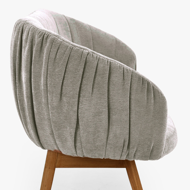 Kárpitozott Elba pad tölgyfából készült lábakkal szürke színben  - 8