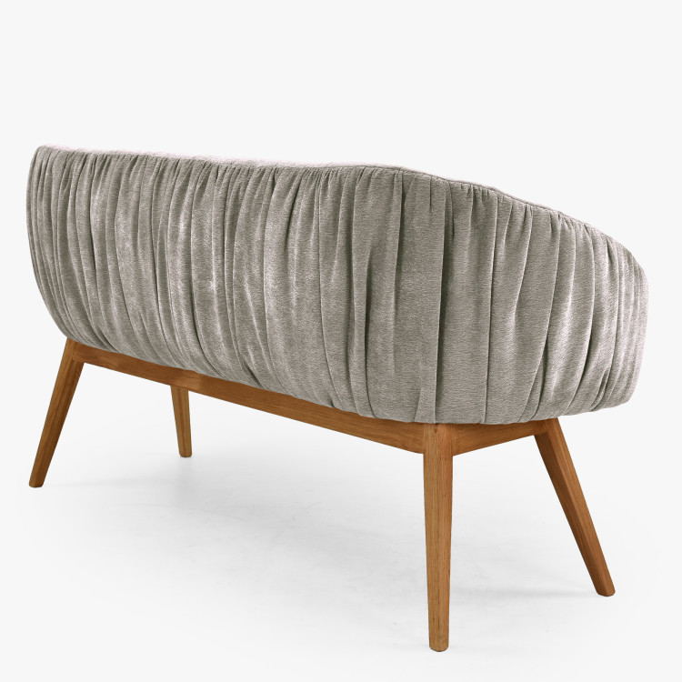 Kárpitozott Elba pad tölgyfából készült lábakkal szürke színben  - 11