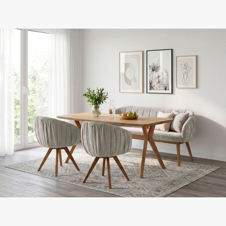 Kárpitozott Elba pad tölgyfából készült lábakkal szürke színben  - 12