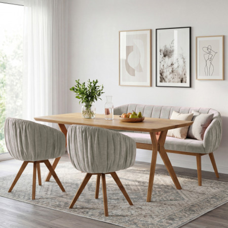 Kárpitozott Elba pad tölgyfából készült lábakkal szürke színben  - 13