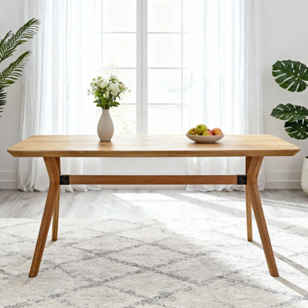 Tömör tölgyfa étkezőgarnitúra – ovális 180cm asztal, pad és Elba karosszékek  - 4