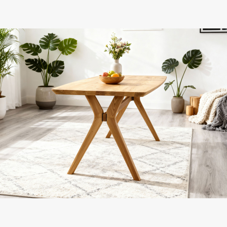 Tömör tölgyfa étkezőgarnitúra – ovális 180cm asztal, pad és Elba karosszékek  - 10